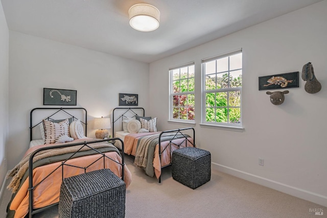bedroom with baseboards and carpet floors
