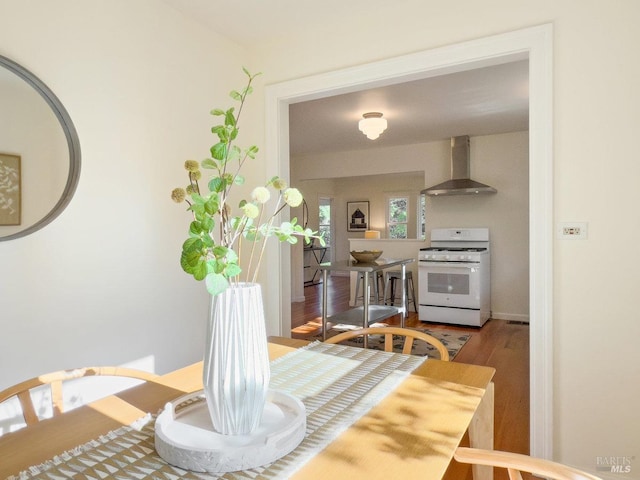 dining space featuring wood finished floors