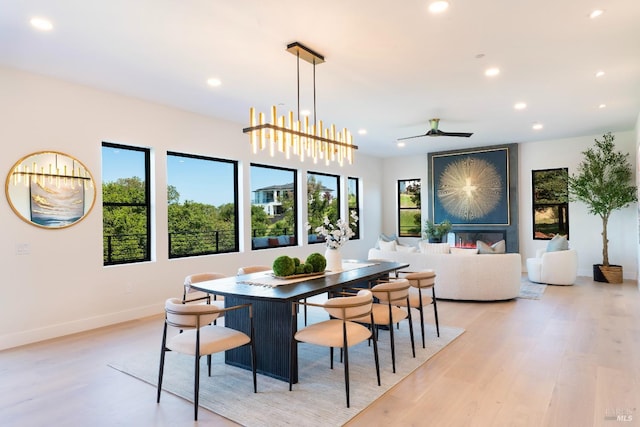 1975 W Bristlecone Ct, Santa Rosa, CA 95403 - dining area featuring light wood-style flooring, recessed lighting, baseboards, and a ceiling fan