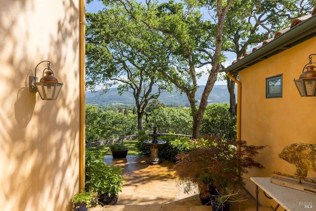exterior space with a mountain view