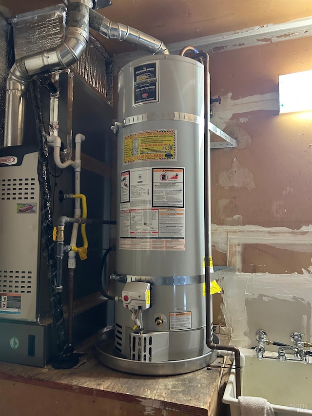 utilities featuring strapped water heater