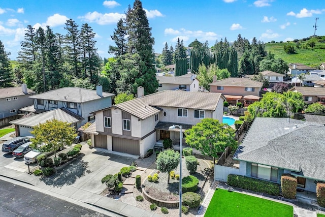 bird's eye view with a residential view