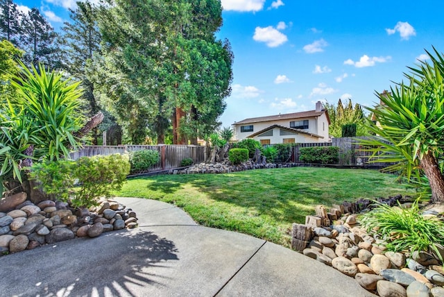 view of yard featuring a patio and a fenced backyard