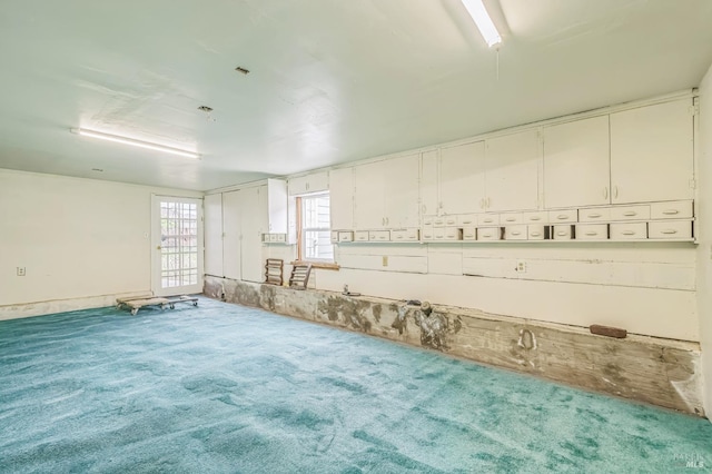 below grade area featuring carpet flooring