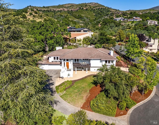 aerial view featuring a mountain view