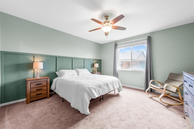 bedroom featuring carpet and a ceiling fan