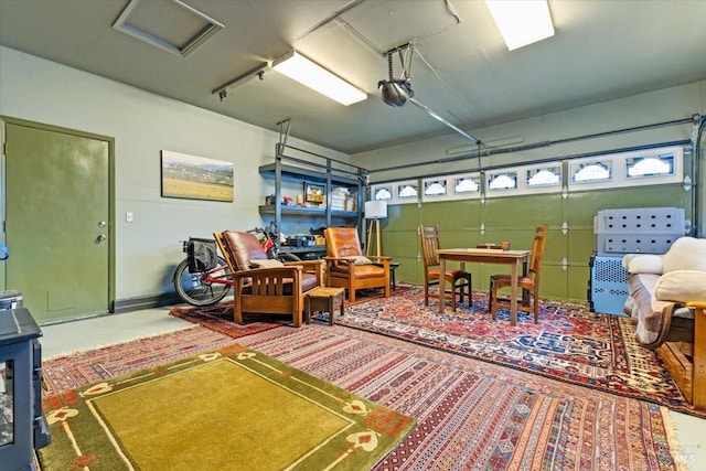 garage with a garage door opener