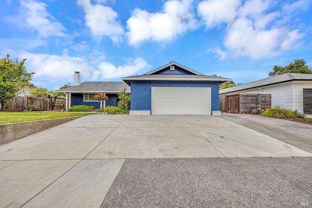 1543 Cunningham Way, Santa Rosa, CA 95403 - ranch-style home with concrete driveway, a garage, and a chimney