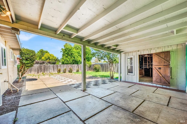 view of patio featuring a fenced backyard