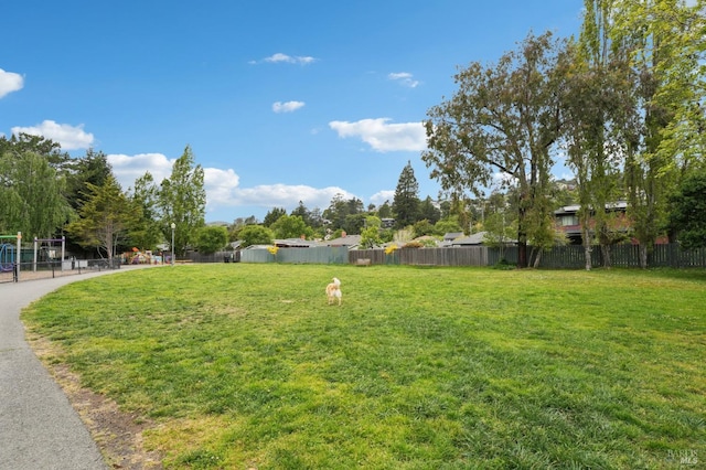view of yard with fence