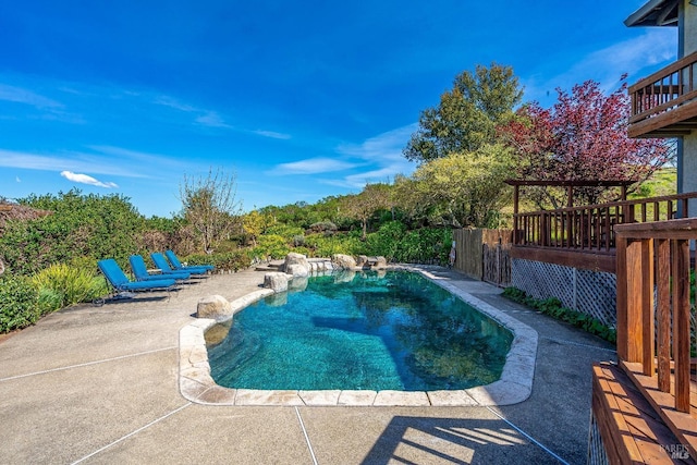 view of pool with a patio and a fenced in pool