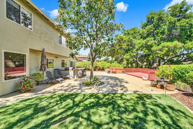 1163 Granada St, Vallejo, CA 94591 - view of green lawn with a patio area and exterior kitchen