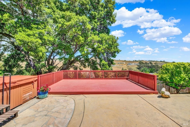 1163 Granada St, Vallejo, CA 94591 - view of patio / terrace featuring a hot tub and a wooden deck
