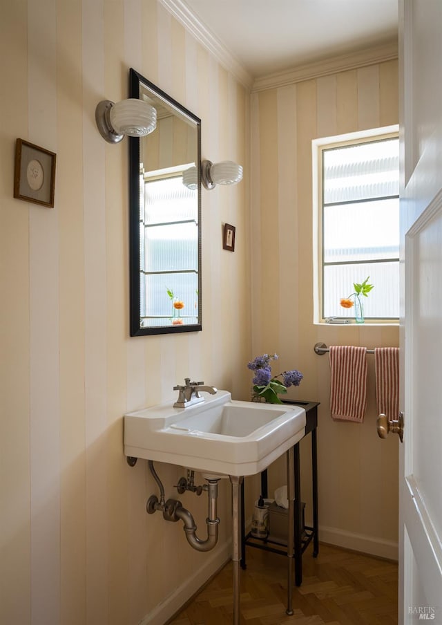 2480 Spring Mountain Rd, Saint Helena, CA 94574 - bathroom with plenty of natural light and crown molding