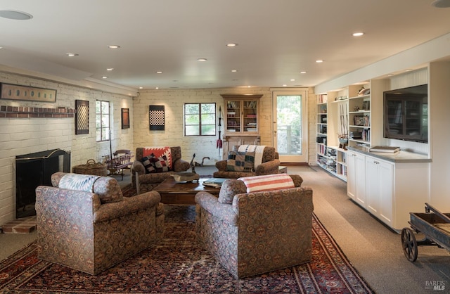 2480 Spring Mountain Rd, Saint Helena, CA 94574 - living room with a fireplace, recessed lighting, and carpet flooring