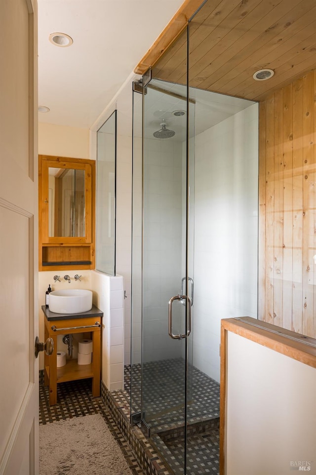 2480 Spring Mountain Rd, Saint Helena, CA 94574 - bathroom featuring a stall shower and recessed lighting