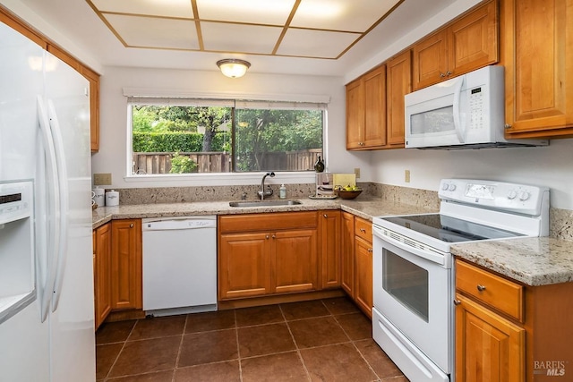 728 Walnut Ct, Novato, CA 94945 - kitchen with white appliances, a sink, plenty of natural light, and brown cabinetry