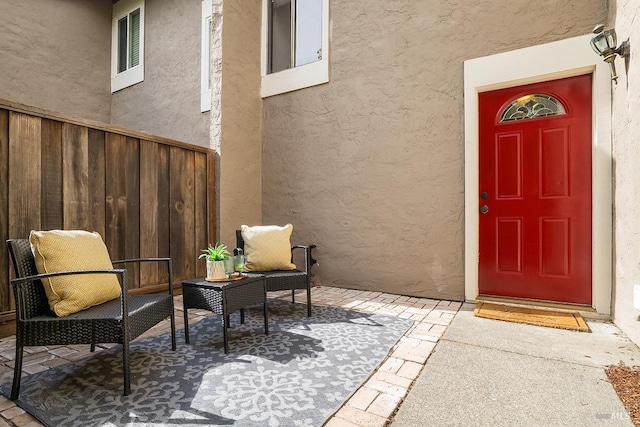 728 Walnut Ct, Novato, CA 94945 - property entrance featuring stucco siding and a patio