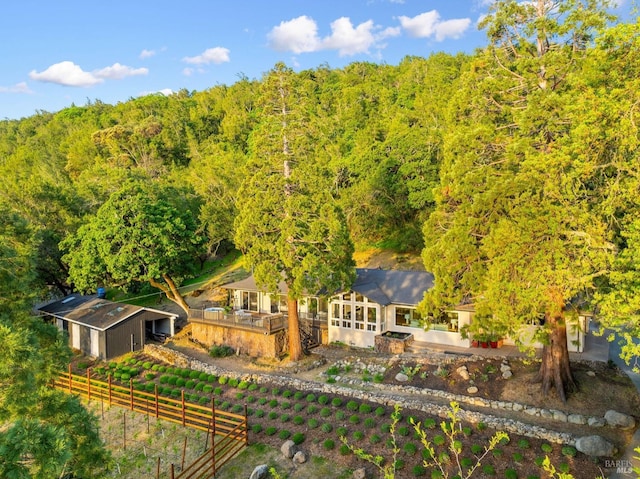 bird's eye view with a forest view