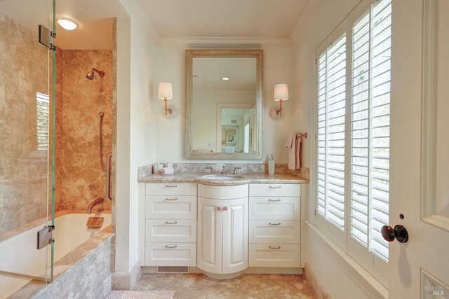 72 Lagoon Rd, Belvedere, CA 94920 - full bathroom with vanity and ornamental molding