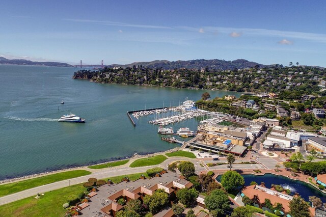 72 Lagoon Rd, Belvedere, CA 94920 - aerial overview of property's location with a water and mountain view