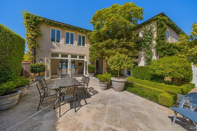72 Lagoon Rd, Belvedere, CA 94920 - view of patio / terrace with outdoor dining area and fence