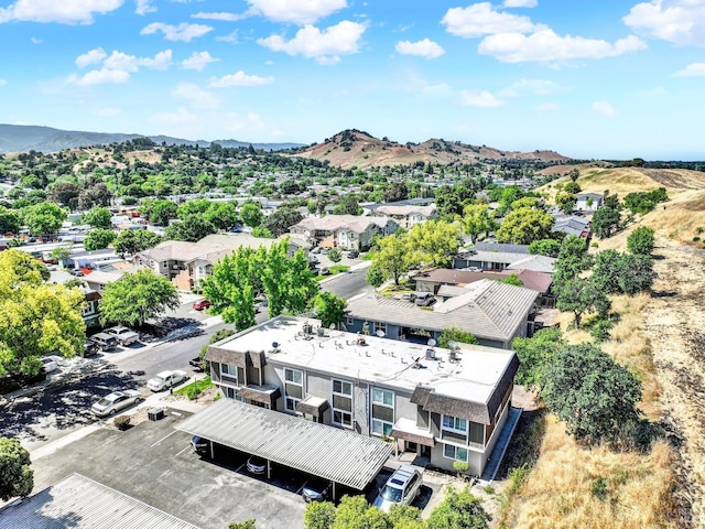 bird's eye view featuring a residential view and a mountain view
