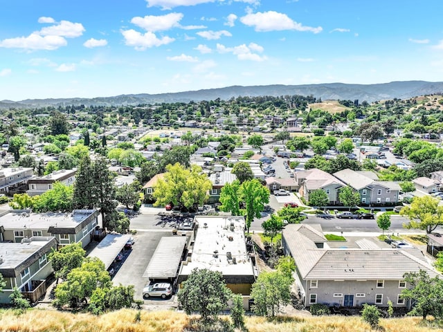 aerial view featuring a residential view and a mountain view