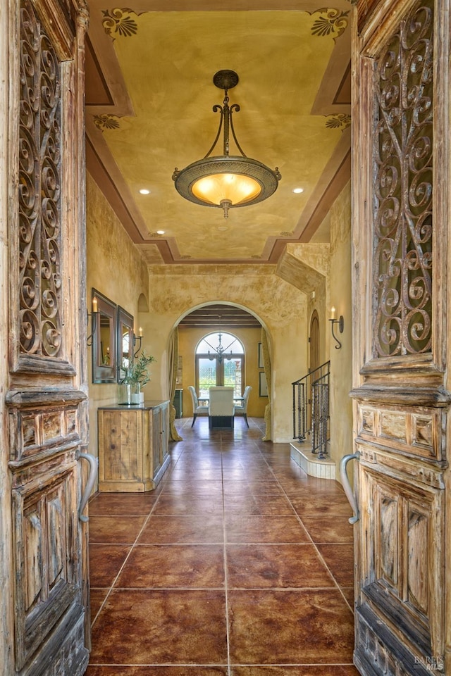 hall with arched walkways