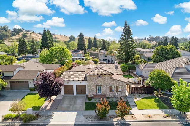 aerial view with a residential view