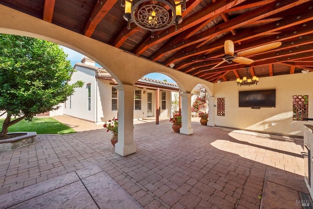 view of patio / terrace with a ceiling fan