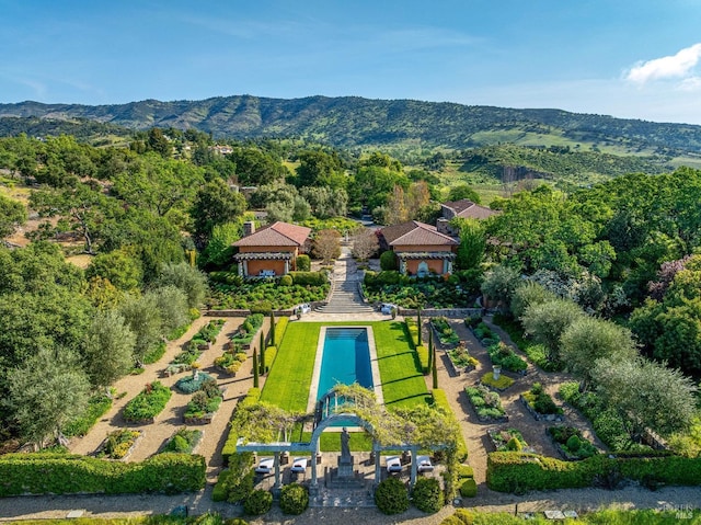 bird's eye view featuring a mountain view