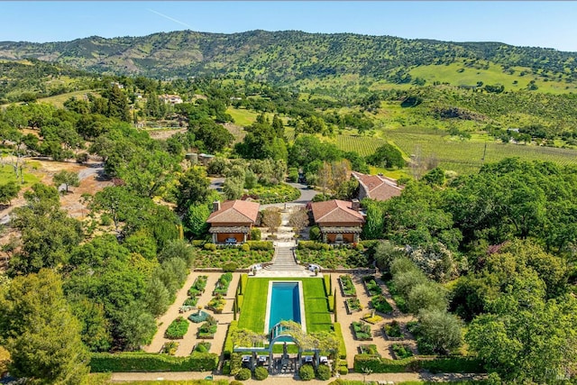 drone / aerial view with a mountain view