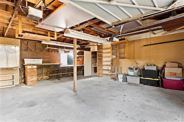 garage with a garage door opener