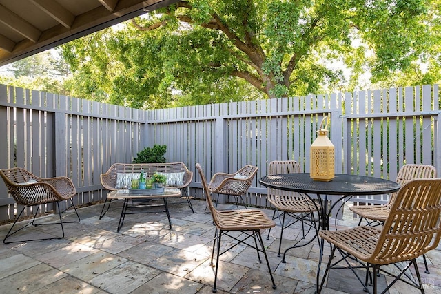 view of patio with a fenced backyard