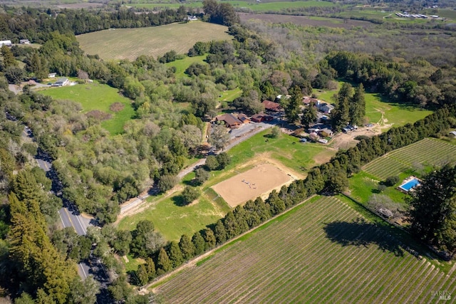 aerial view featuring a rural view