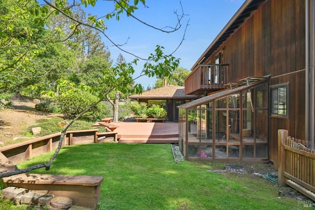 view of yard featuring a deck