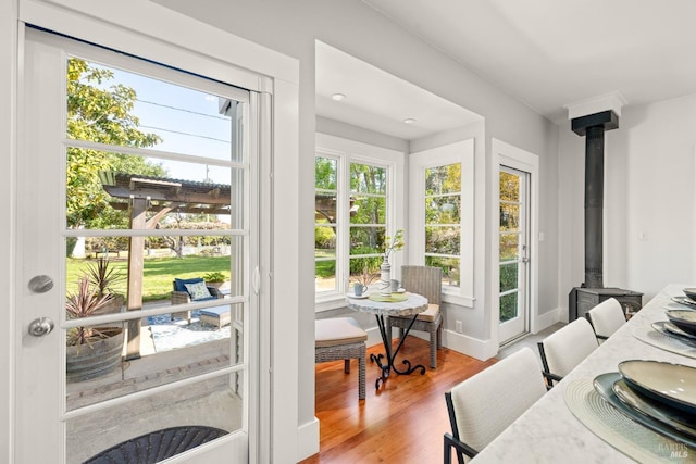 2855 Old Gravenstein Hwy, Sebastopol, CA 95472 - sunroom / solarium with a wood stove and french doors