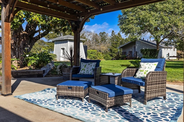 2855 Old Gravenstein Hwy, Sebastopol, CA 95472 - view of patio / terrace featuring a pergola and an outdoor structure