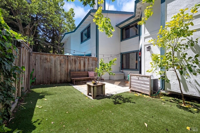 view of yard featuring a fenced backyard and a patio area