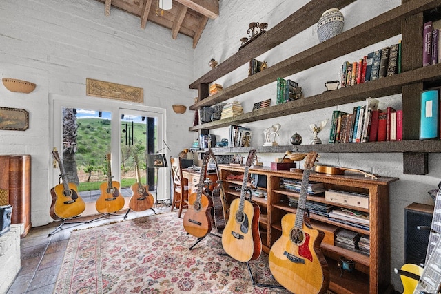 miscellaneous room featuring a towering ceiling