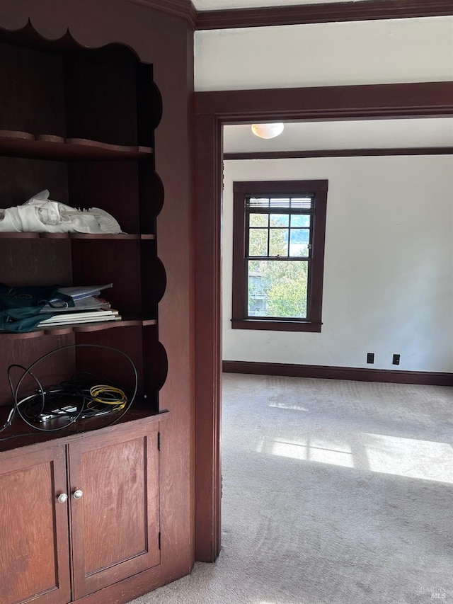 interior space with carpet floors and baseboards
