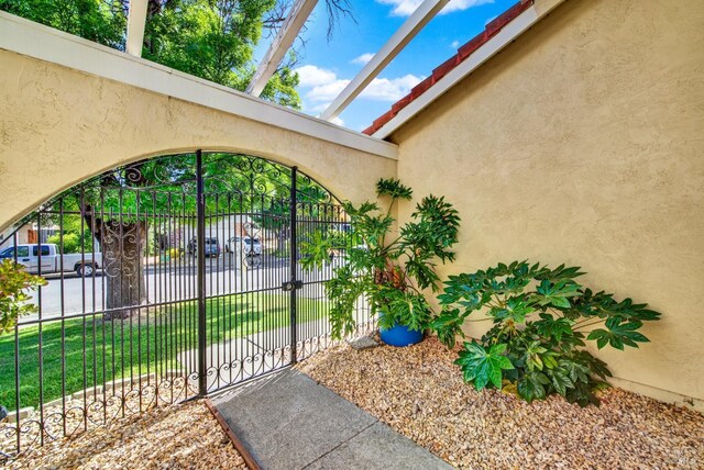 3432 Norwalk Pl, Fairfield, CA 94534 - entrance to property with stucco siding, fence, and a gate