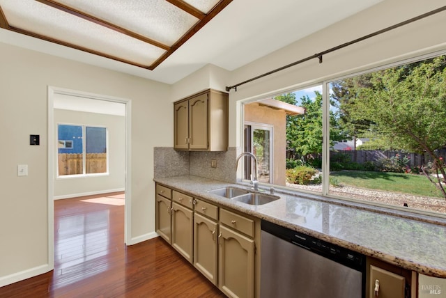 3432 Norwalk Pl, Fairfield, CA 94534 - kitchen featuring stainless steel dishwasher, a sink, baseboards, and backsplash