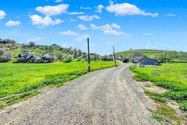 view of road with a rural view