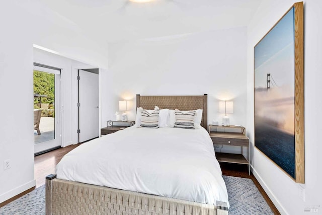 2252 W Dry Creek Rd, Healdsburg, CA 95448 - bedroom featuring baseboards, access to exterior, and wood finished floors