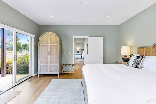 2252 W Dry Creek Rd, Healdsburg, CA 95448 - bedroom with visible vents, recessed lighting, wood finished floors, and access to exterior