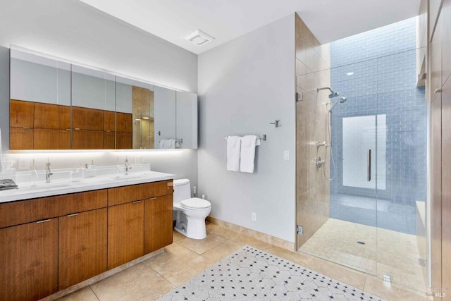 2252 W Dry Creek Rd, Healdsburg, CA 95448 - full bath with double vanity, toilet, tile patterned floors, and a stall shower