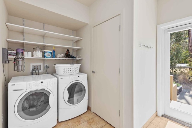 2252 W Dry Creek Rd, Healdsburg, CA 95448 - laundry area with laundry area, light tile patterned floors, and washing machine and dryer
