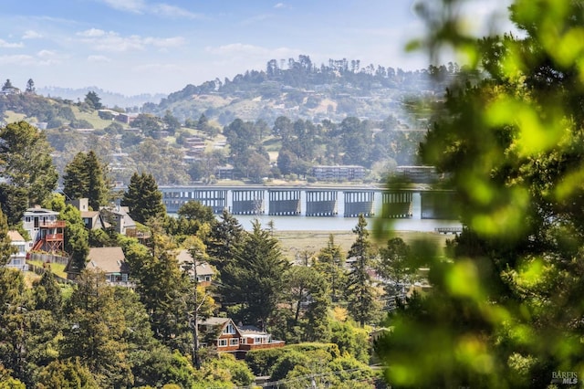 mountain view featuring a water view